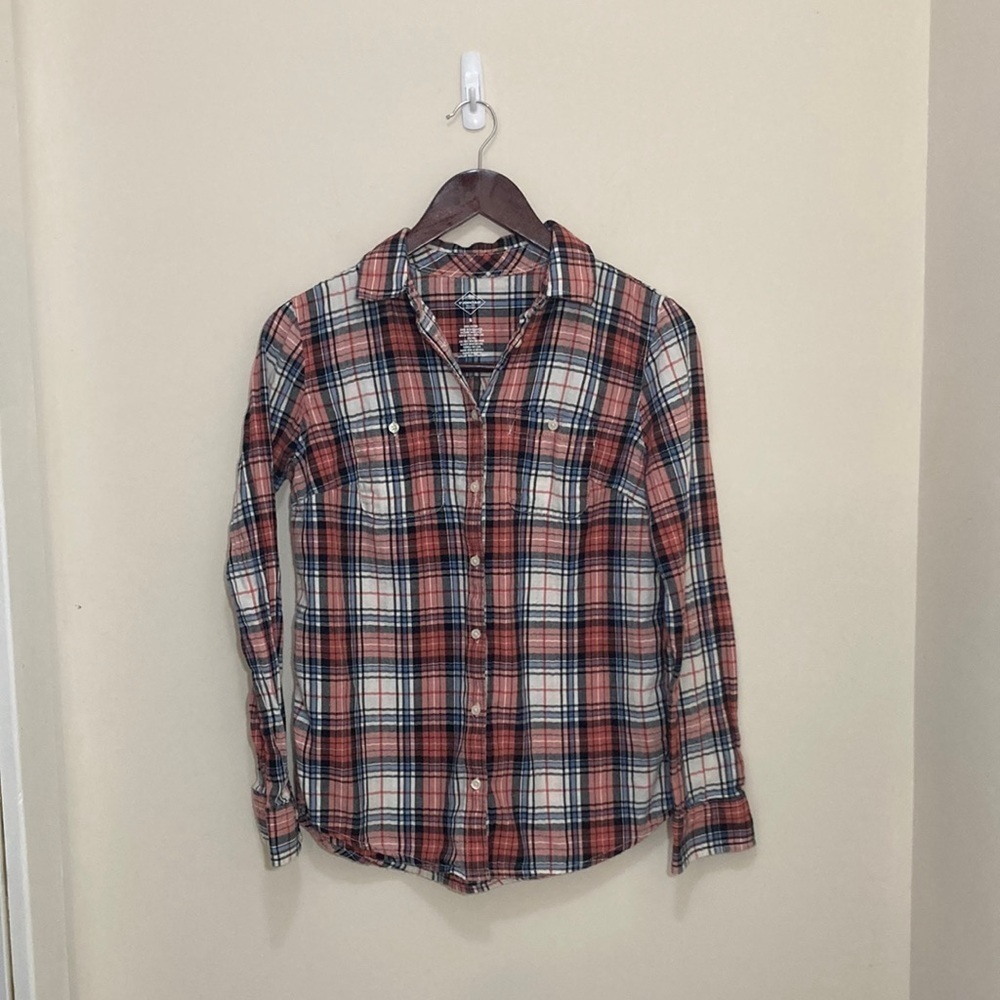 St. John’s Bay Women’s Flannel Long Sleeve Plaid Shirt Size Small